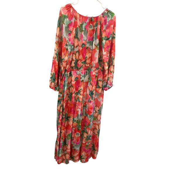 Soft Surroundings Womens Maxi Dress Sz Medium Chiffon Watercolor Floral Feminine - Picture 5 of 10